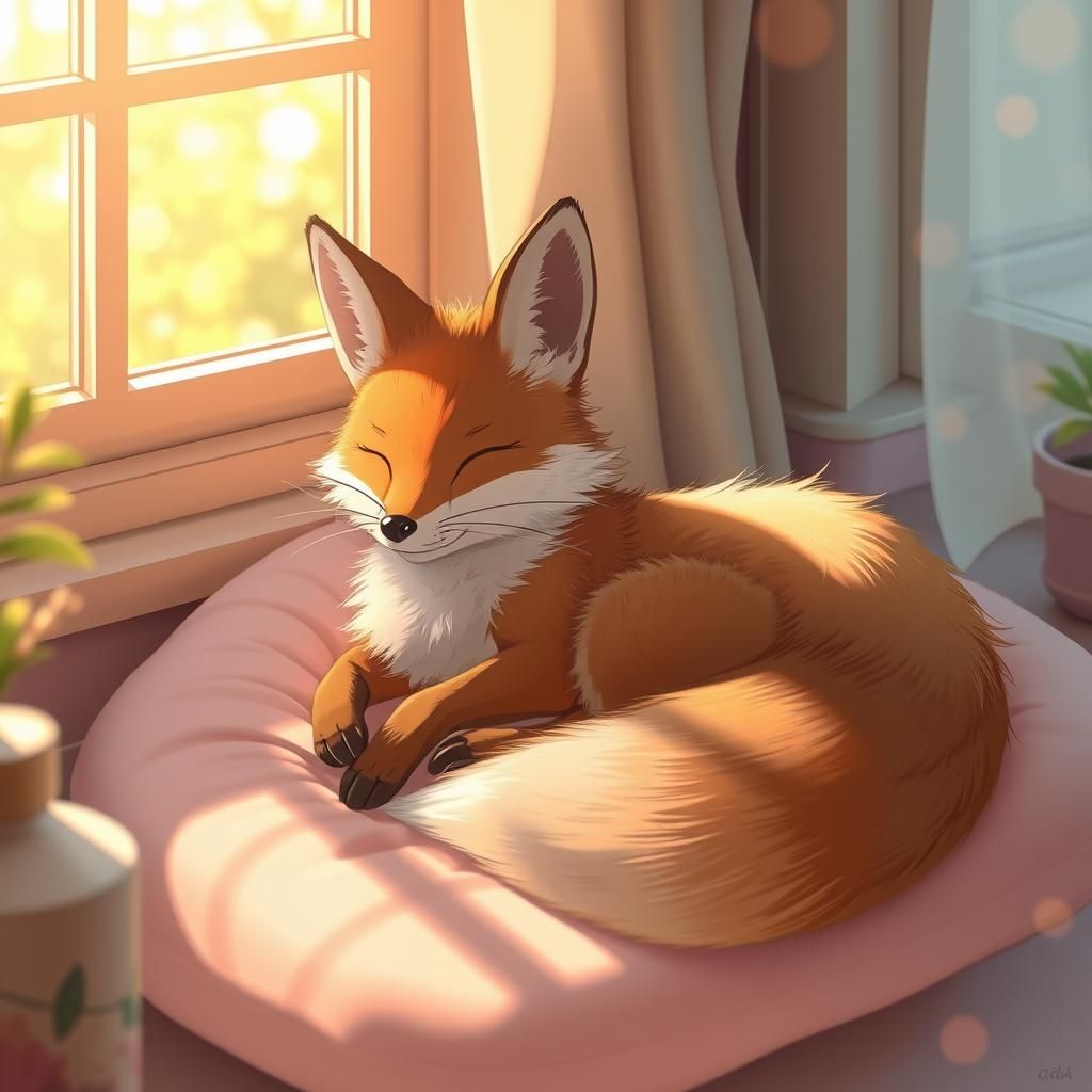 Anthropomorphic Fox in Sun-Drenched Manga Style