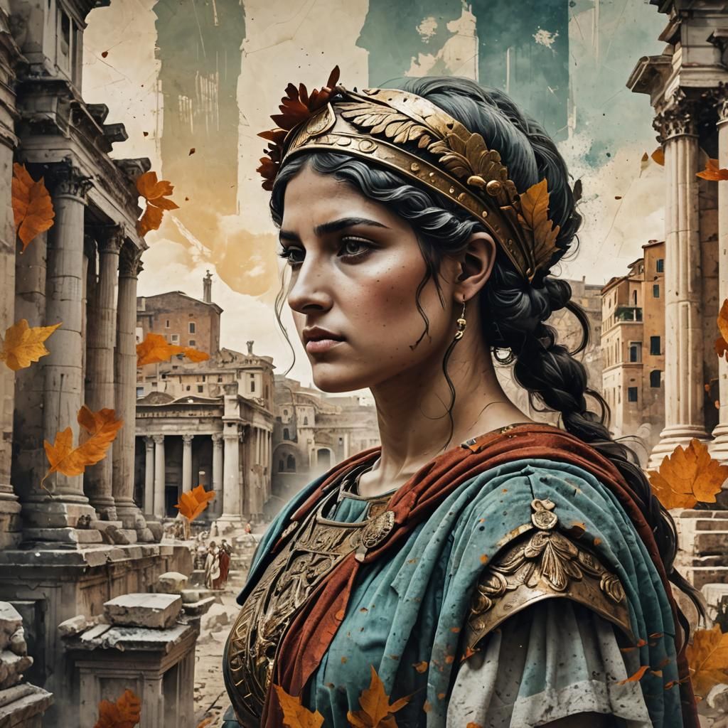 Roman Girl Double Exposure: Ancient Rome Concept Art