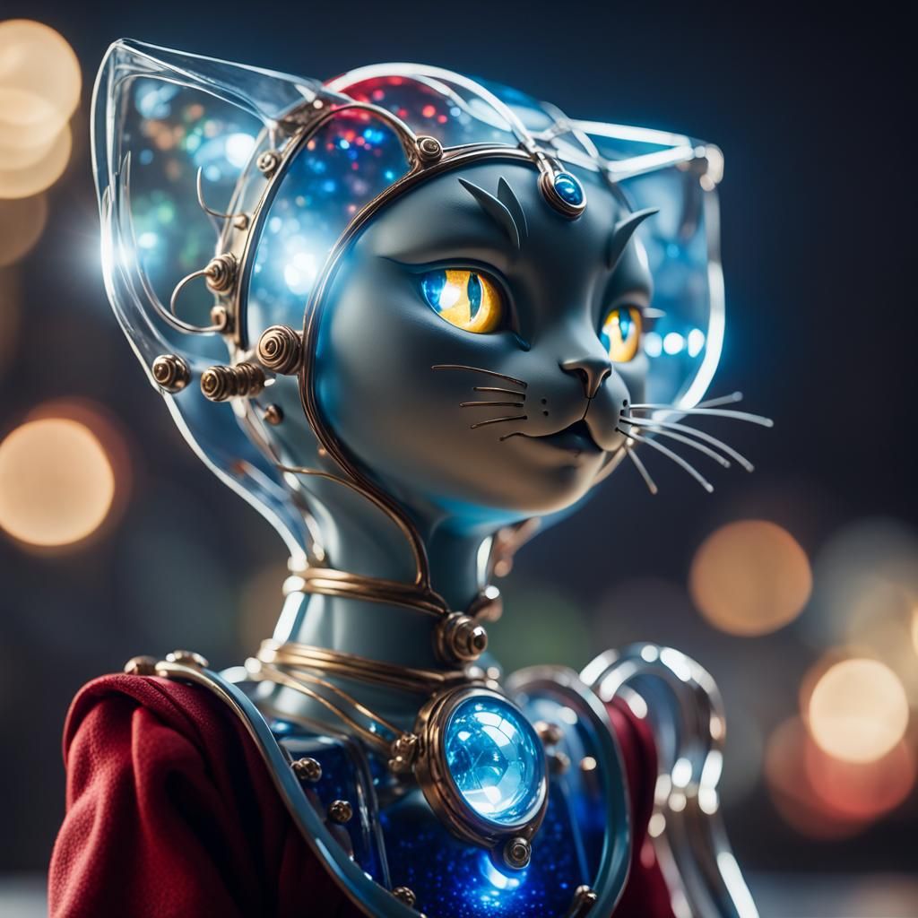 Surreal Transparent LED Cat in Dali Style