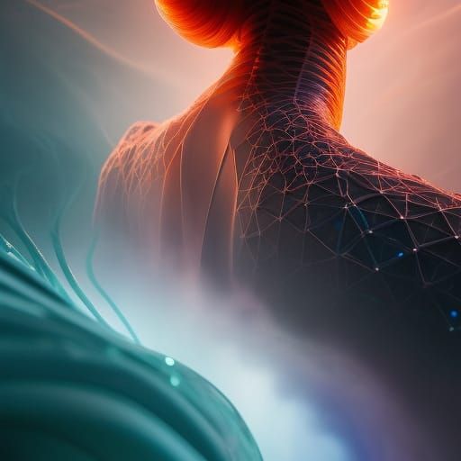 Human Nervous System in Translucent Female Form