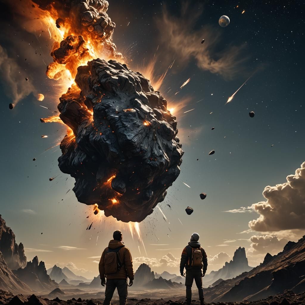 Asteroid Hurtling Towards Earth: Cinematic Film Still