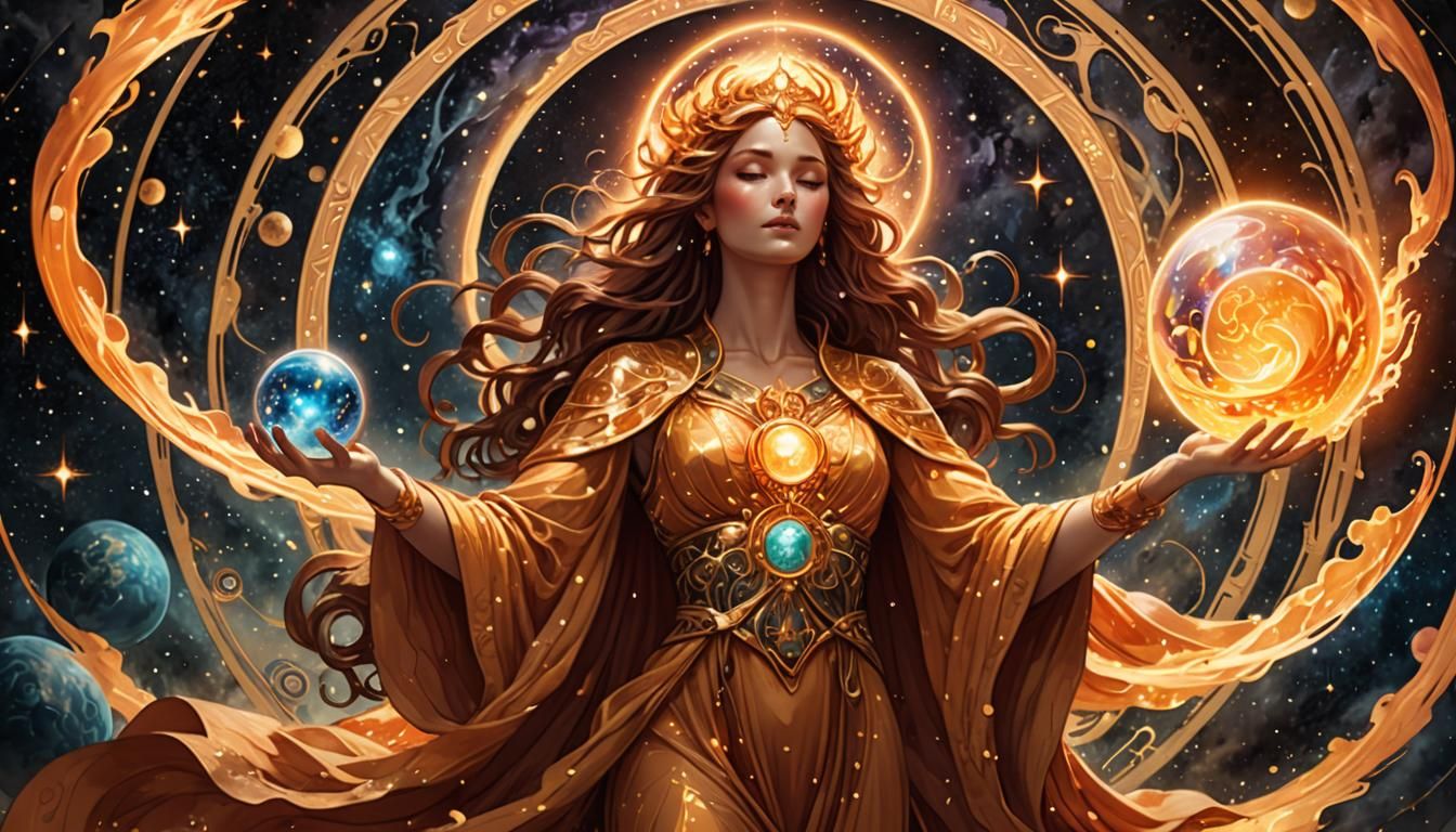 Radiant Goddess in Space: Cosmic Art Nouveau