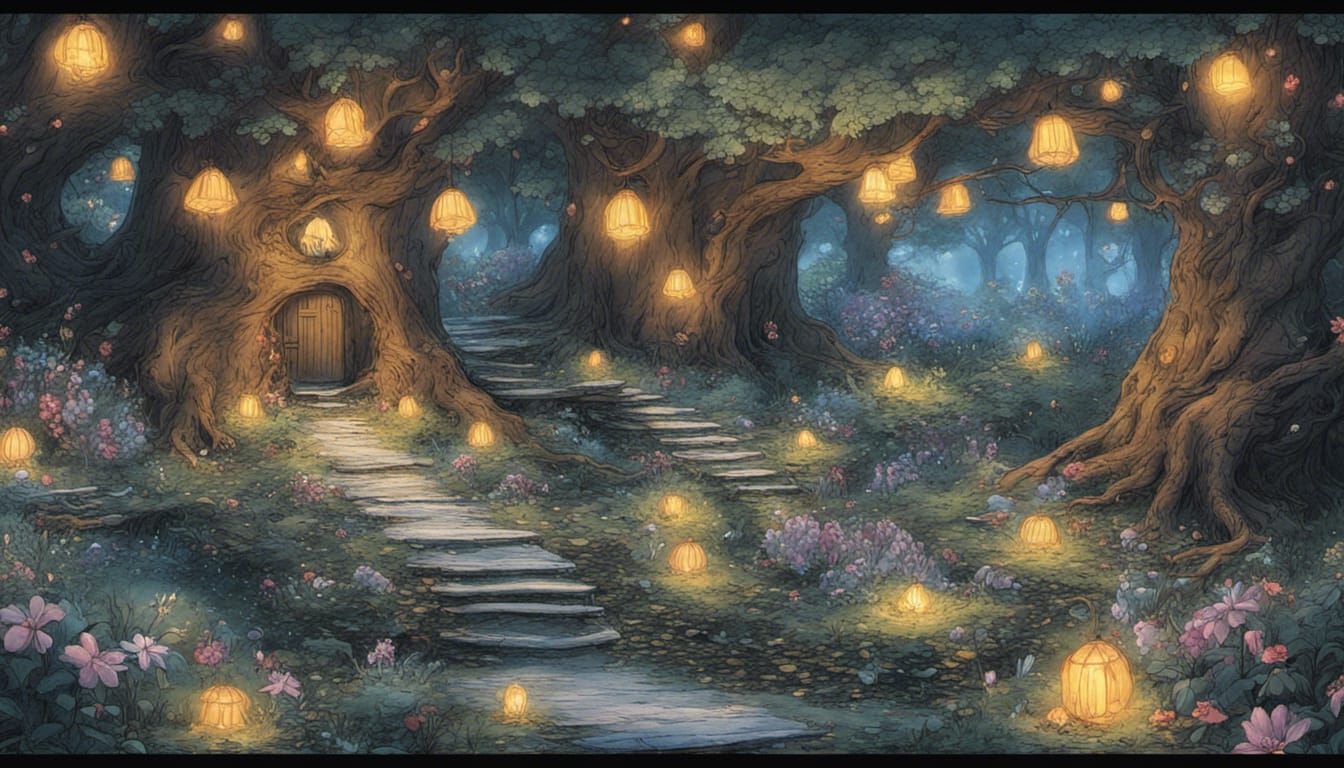 Enchanted Forest: Fairies, Sprites, and Gnomes at Night