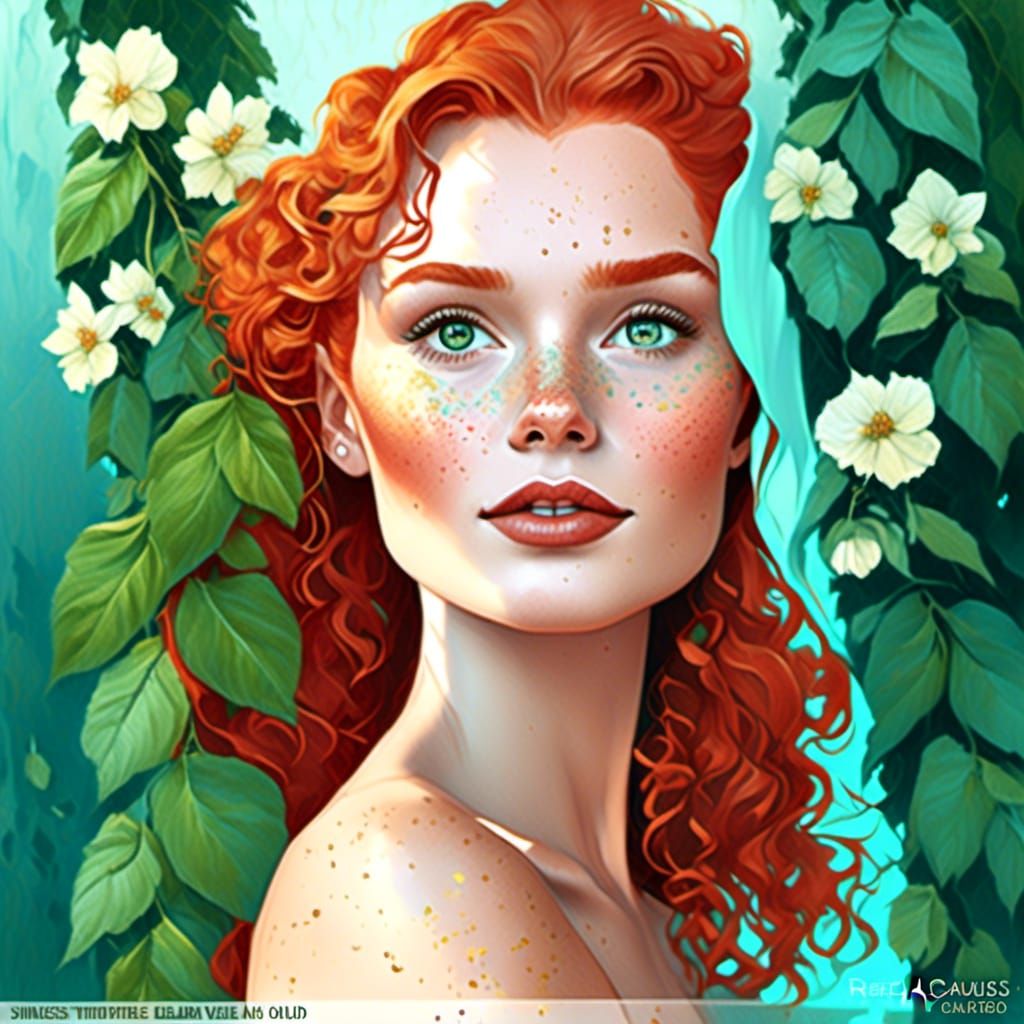 A Young Goddess with Ginger Hair and Turquoise Eyes, Inspire...