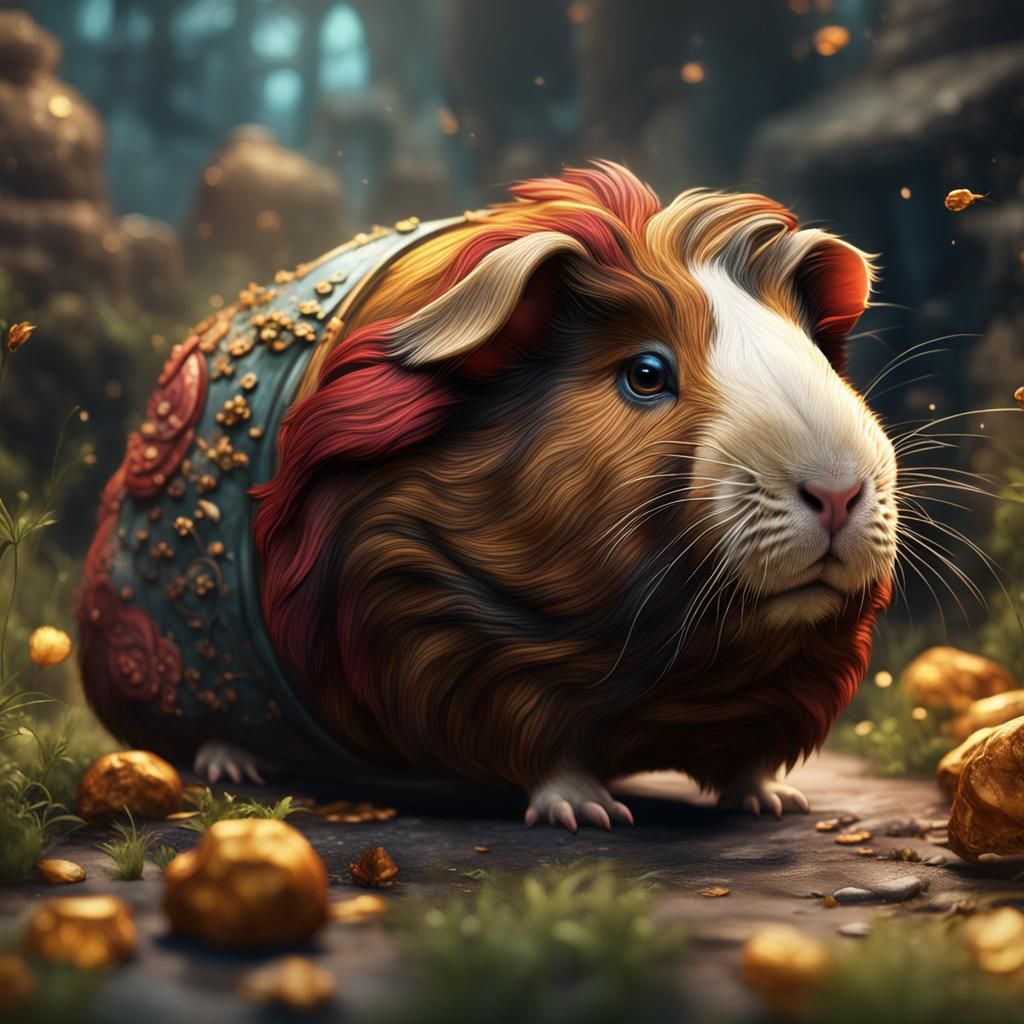 Detailed Matte Painting of an Obese Guinea Pig