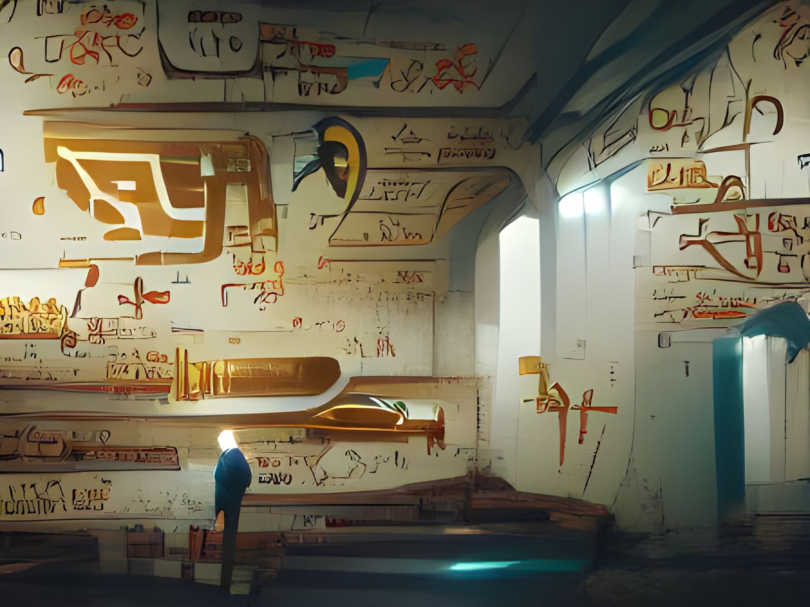 Egyptian Pharaoh Tomb with Hieroglyphics, 8K Art