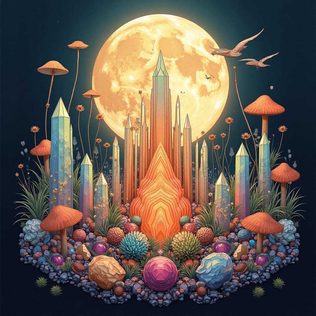 Xtramental Crystal: Mystical Geometric Mineral Mandala