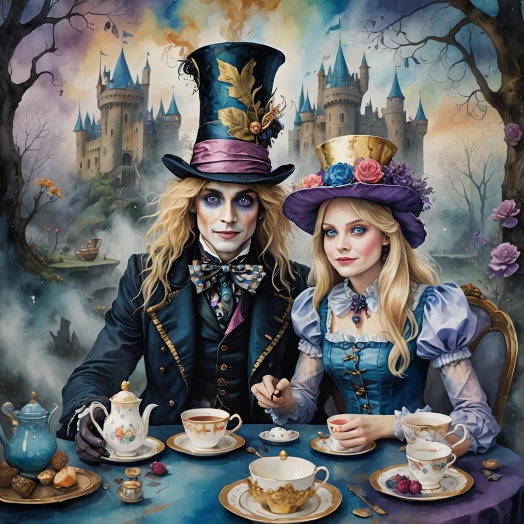 Dark Whimsical Tea Party in Wonderland