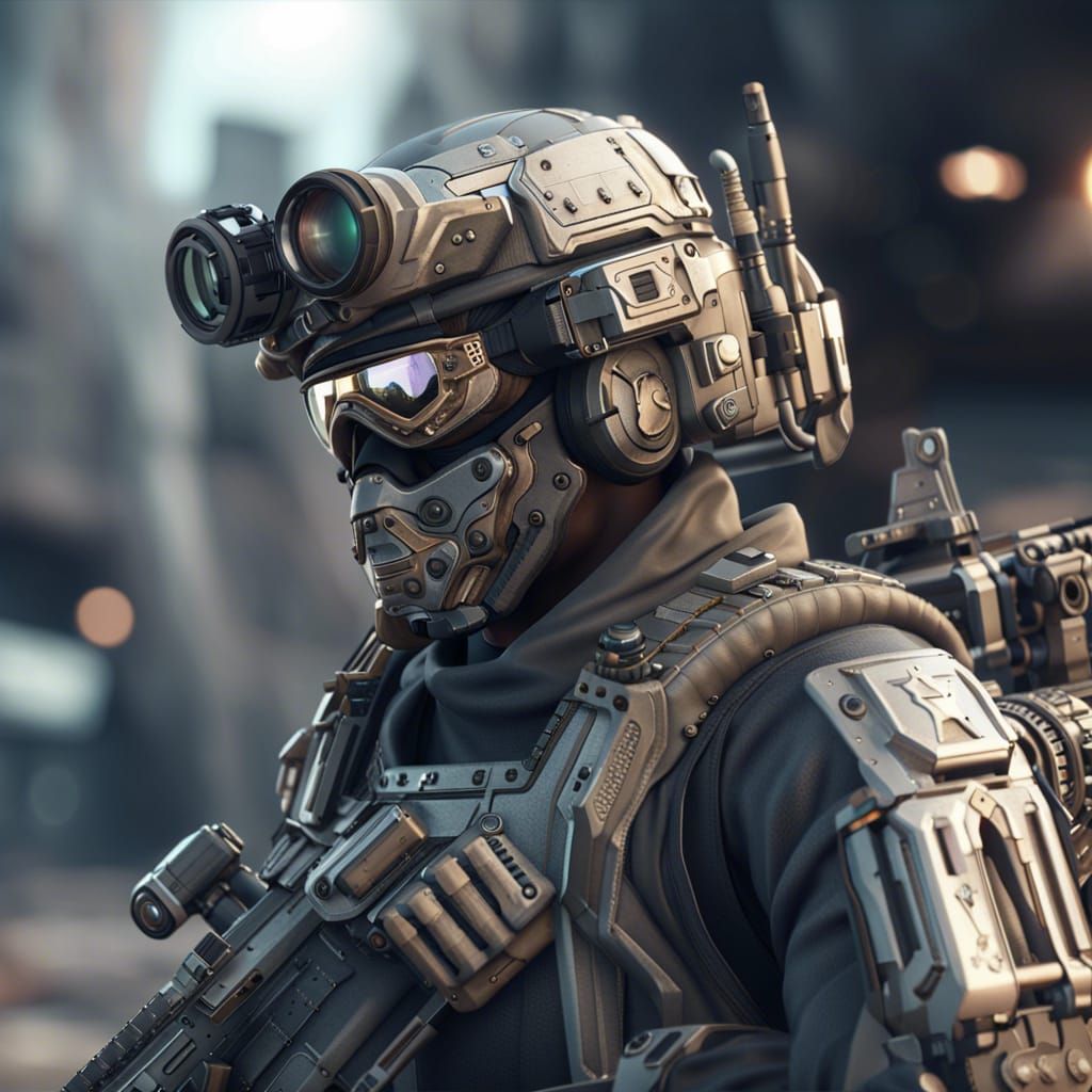 Futuristic Soldier in Sci-Fi Cinematic Scene