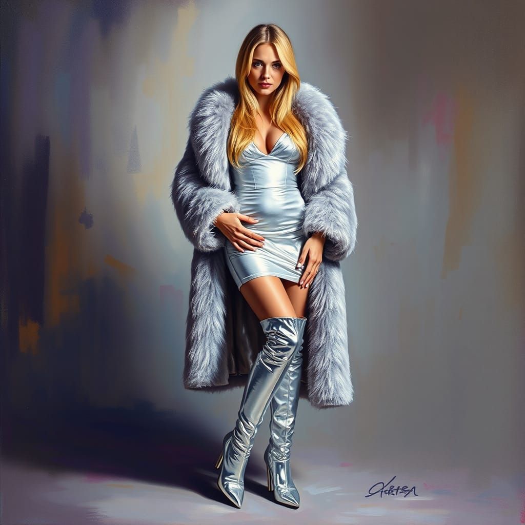 Silver Goddess in Realistic Oil Painting