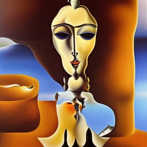 Graceful Goddess in a Surrealist Dreamscape