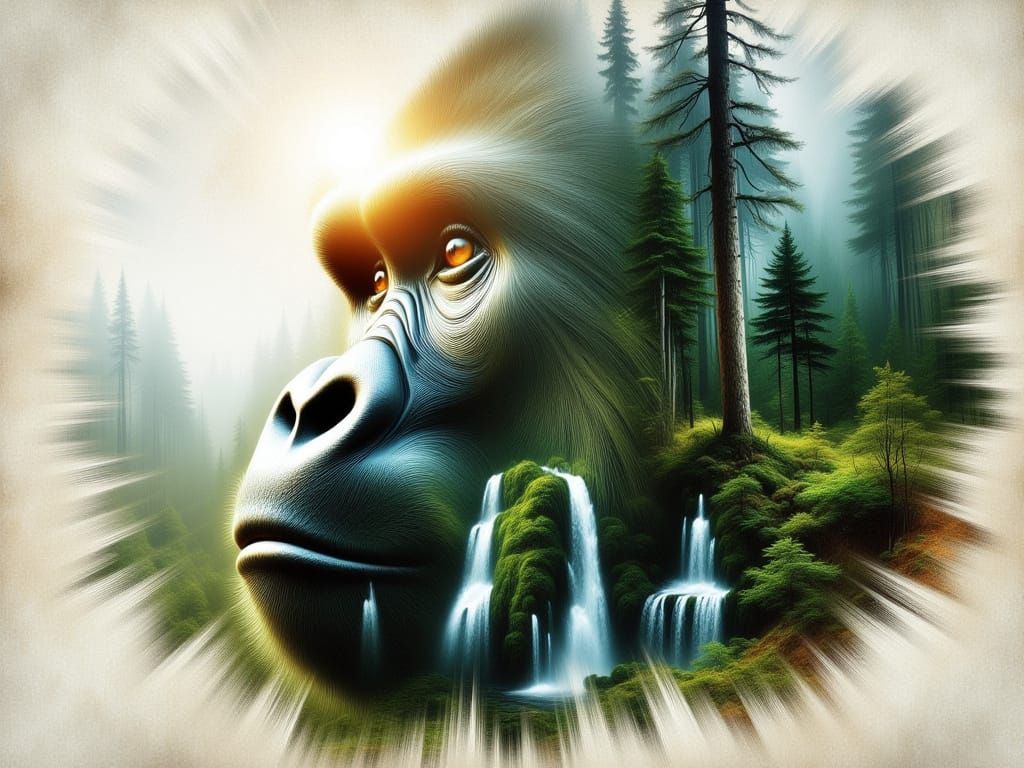 Gorilla Double Exposure with Natural Wonders