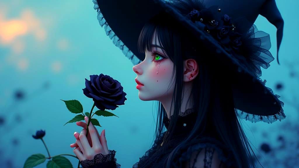 Ethereal Gothic Beauty in Dark Romanticism Style