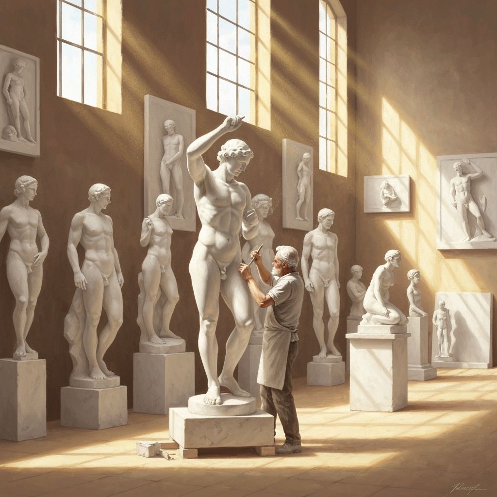 Sculptor in Renaissance Workshop: Dry Brush Oil