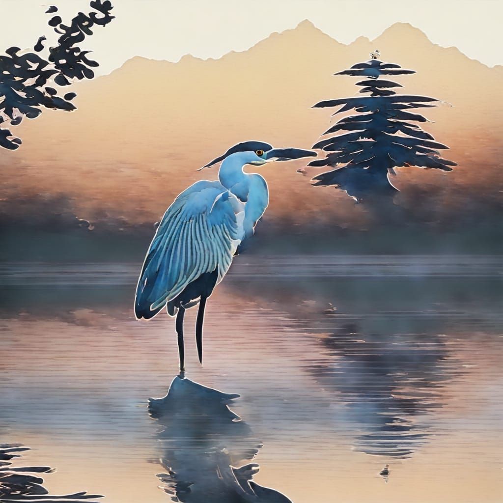 Mystical Heron: An AI Generated Image