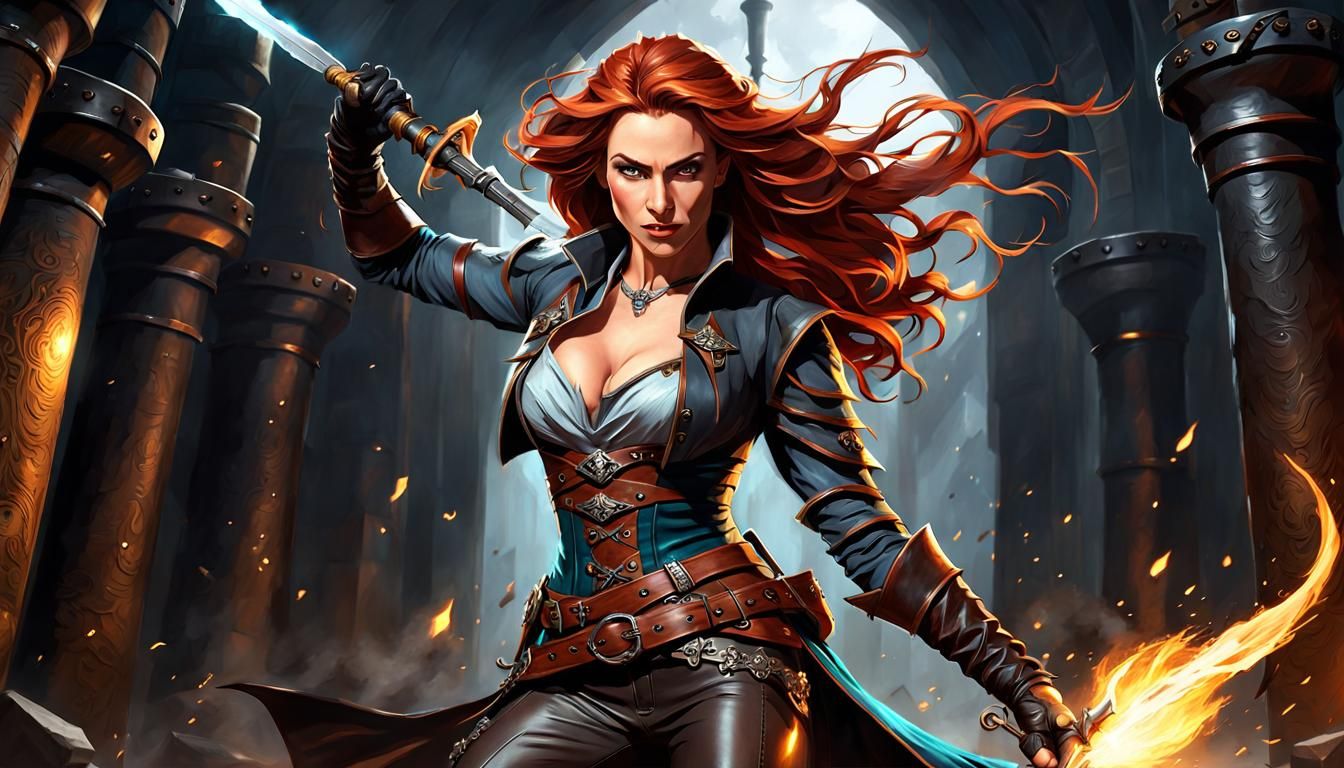 Fantasy Rogue Mage in a Treasure Room