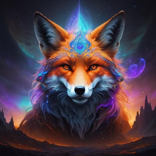 Cosmic Fox: Intricate Digital Painting in 8k