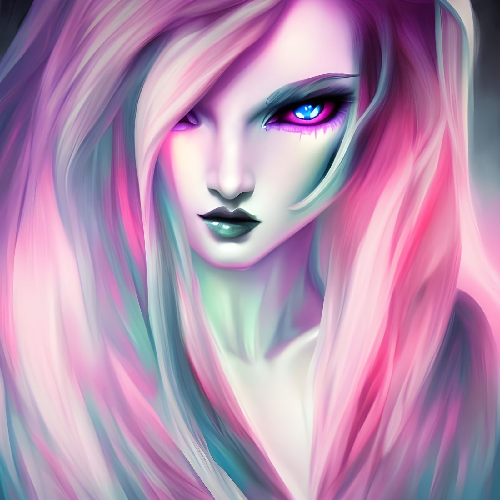 Pastel Goth Anime Lady in a Fantastical Style