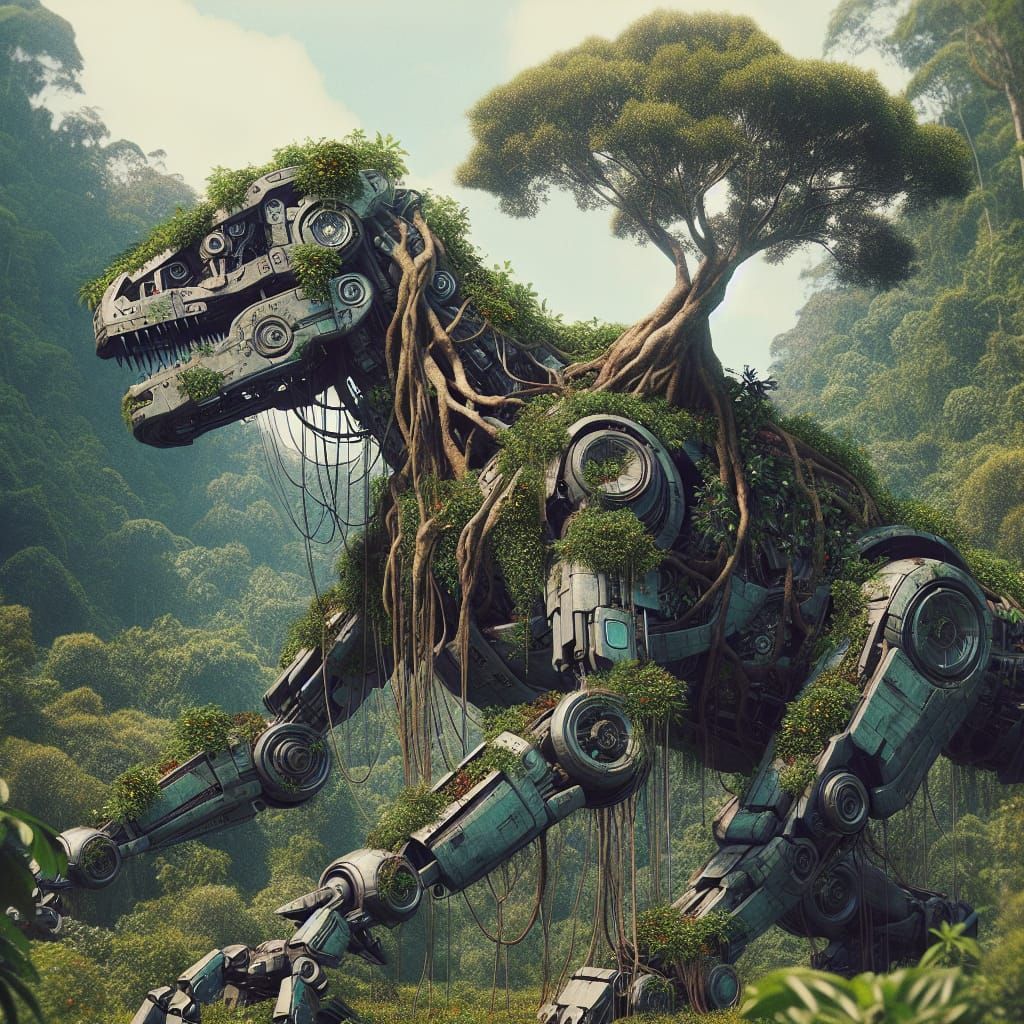 Mechanical Lizard Dominates Lush Jungle in 35mm Film Quality