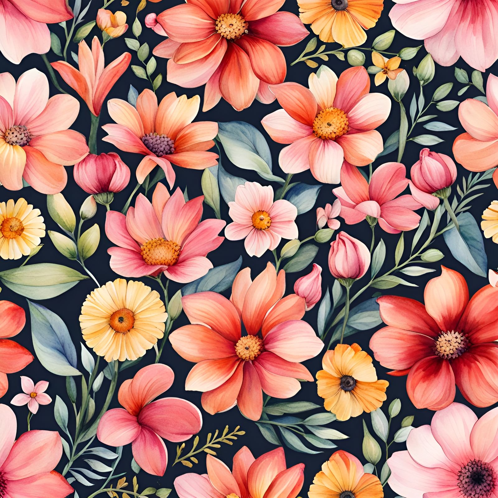 Watercolor Floral Pattern: Hand-Painted Style