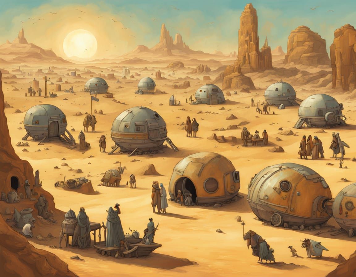 Festive Tatooine Celebration in Bruegel Style