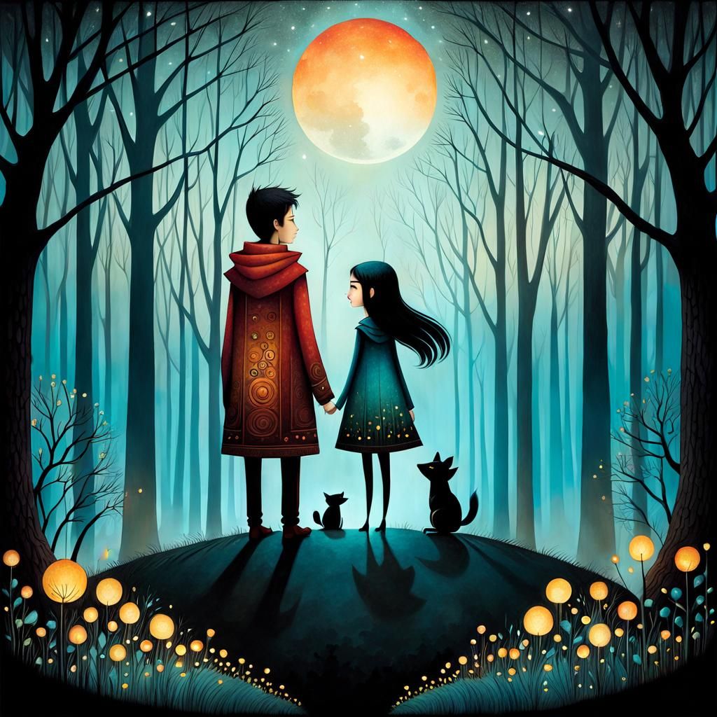 Dreamlike Scene of Children, in Surreal Style