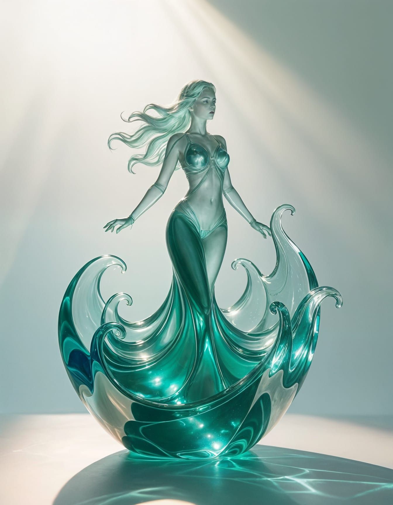 Ocean Spirit Sculpture of Frosted Sea Glass