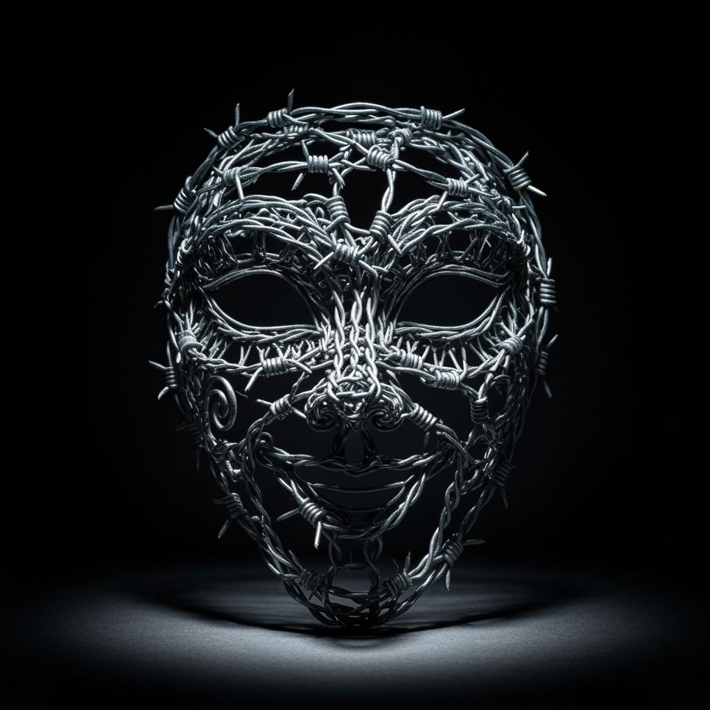 Venetian carnival mask made from barbed wire