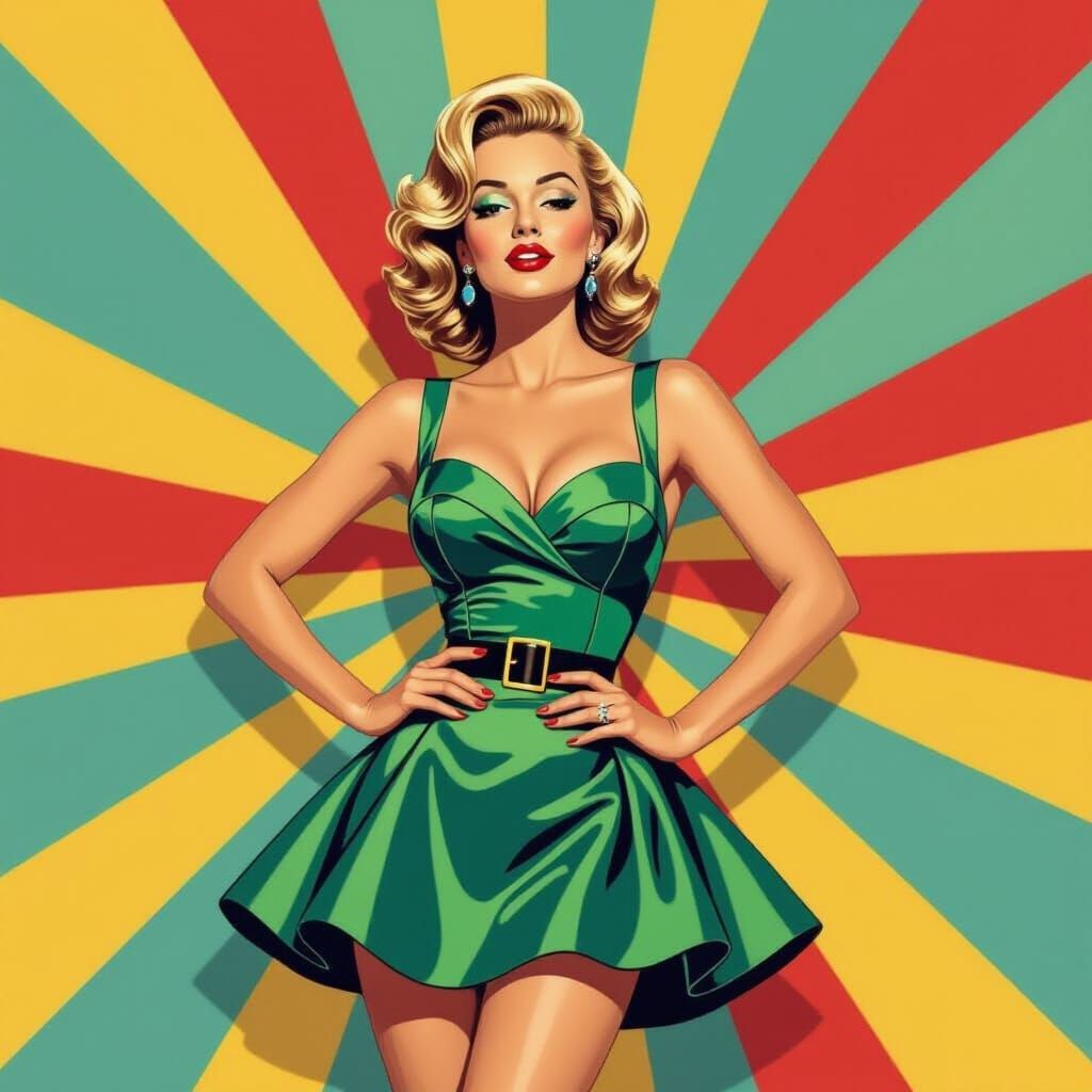 Retro Pin-Up Girl in Pop Art Style