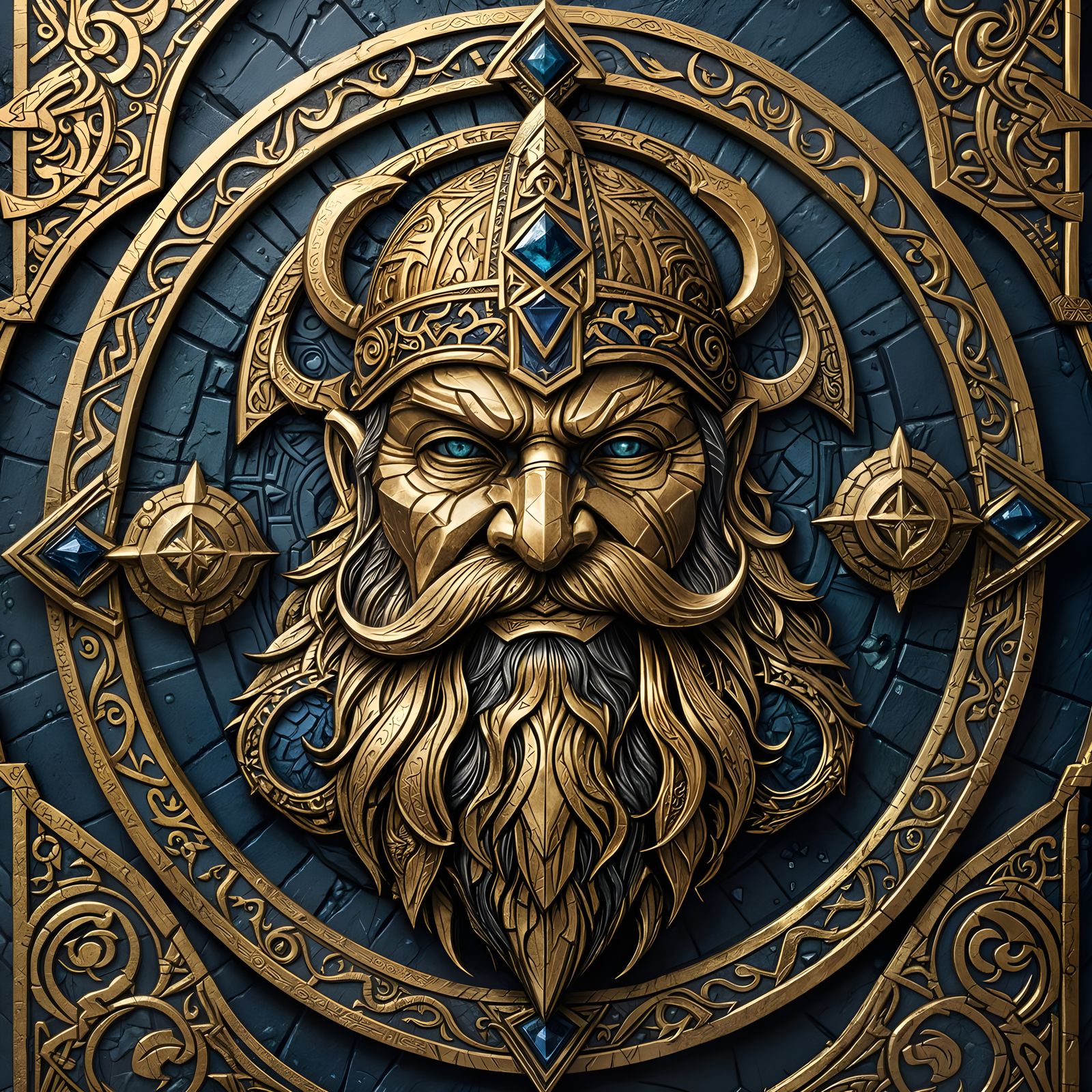 Detailed Dwarven Clan Crest with Mountains