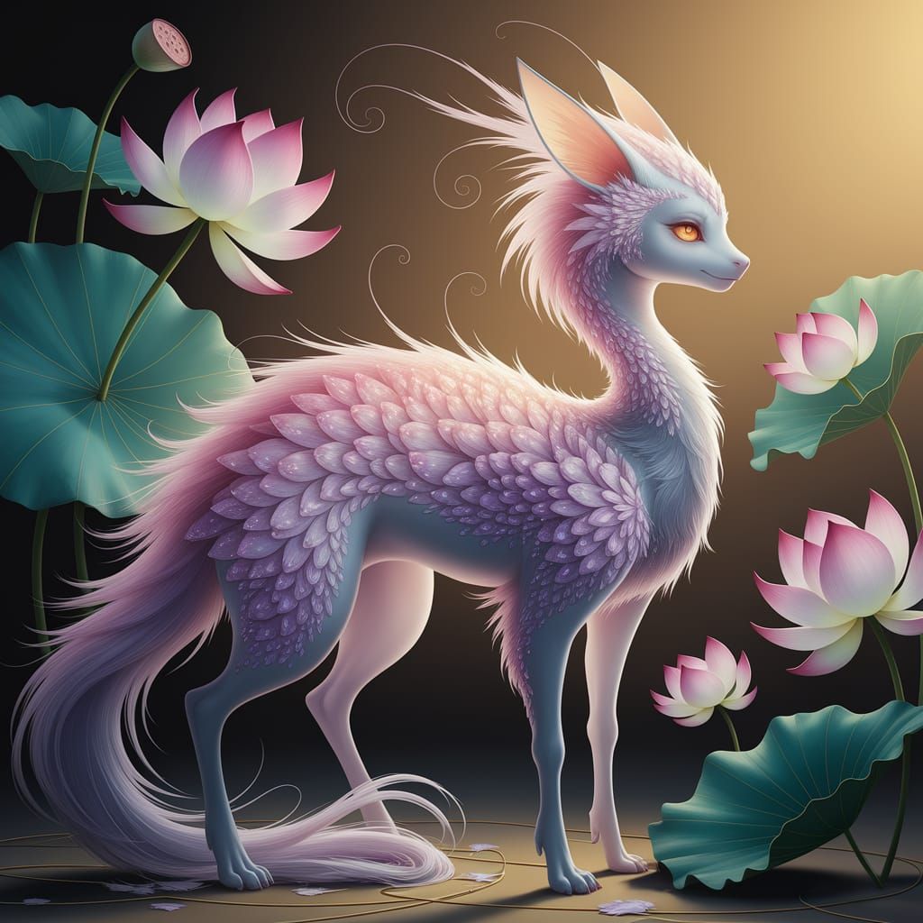 Ethereal Lotus Goddess in Golden Light