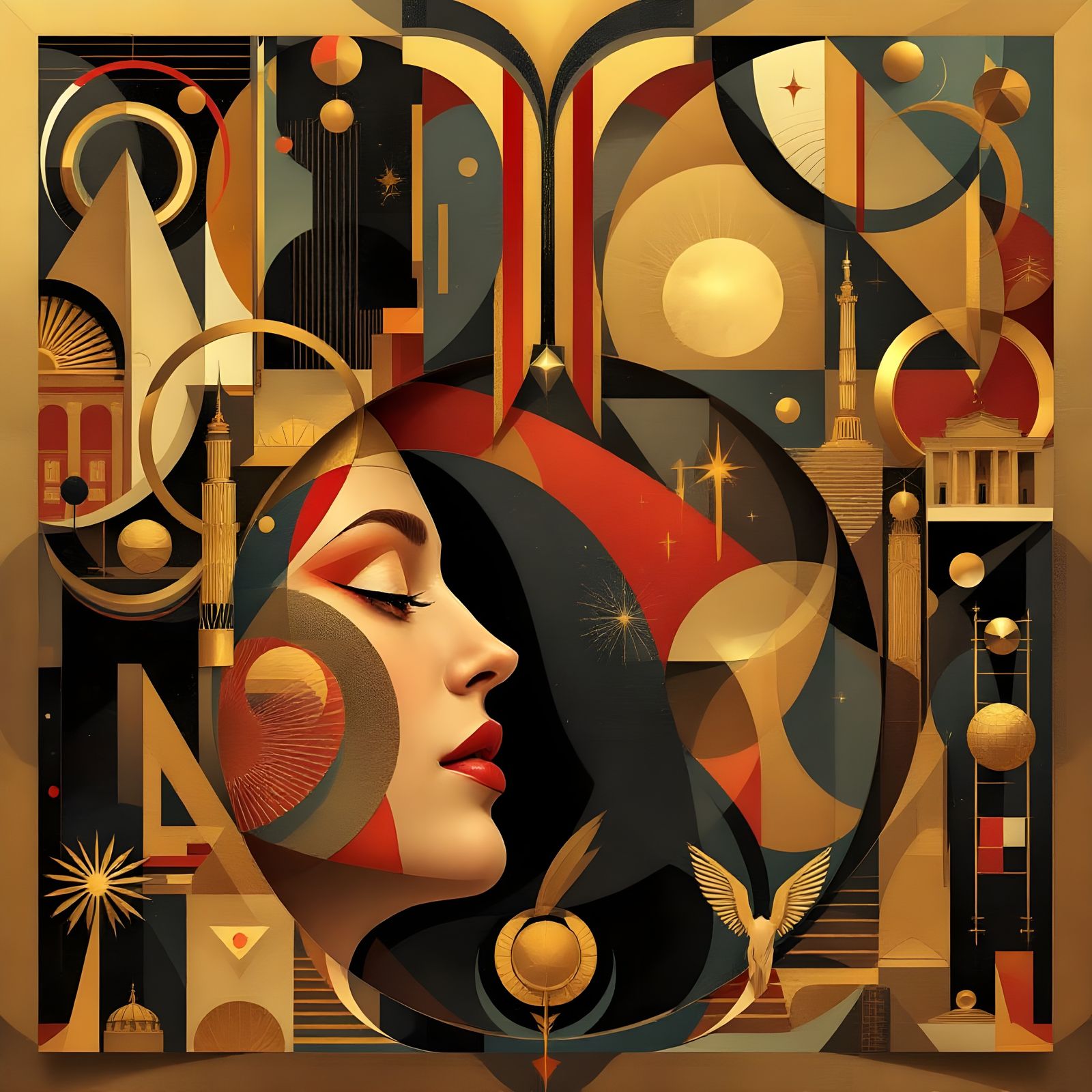 A Timeless Art Deco Collage of World History