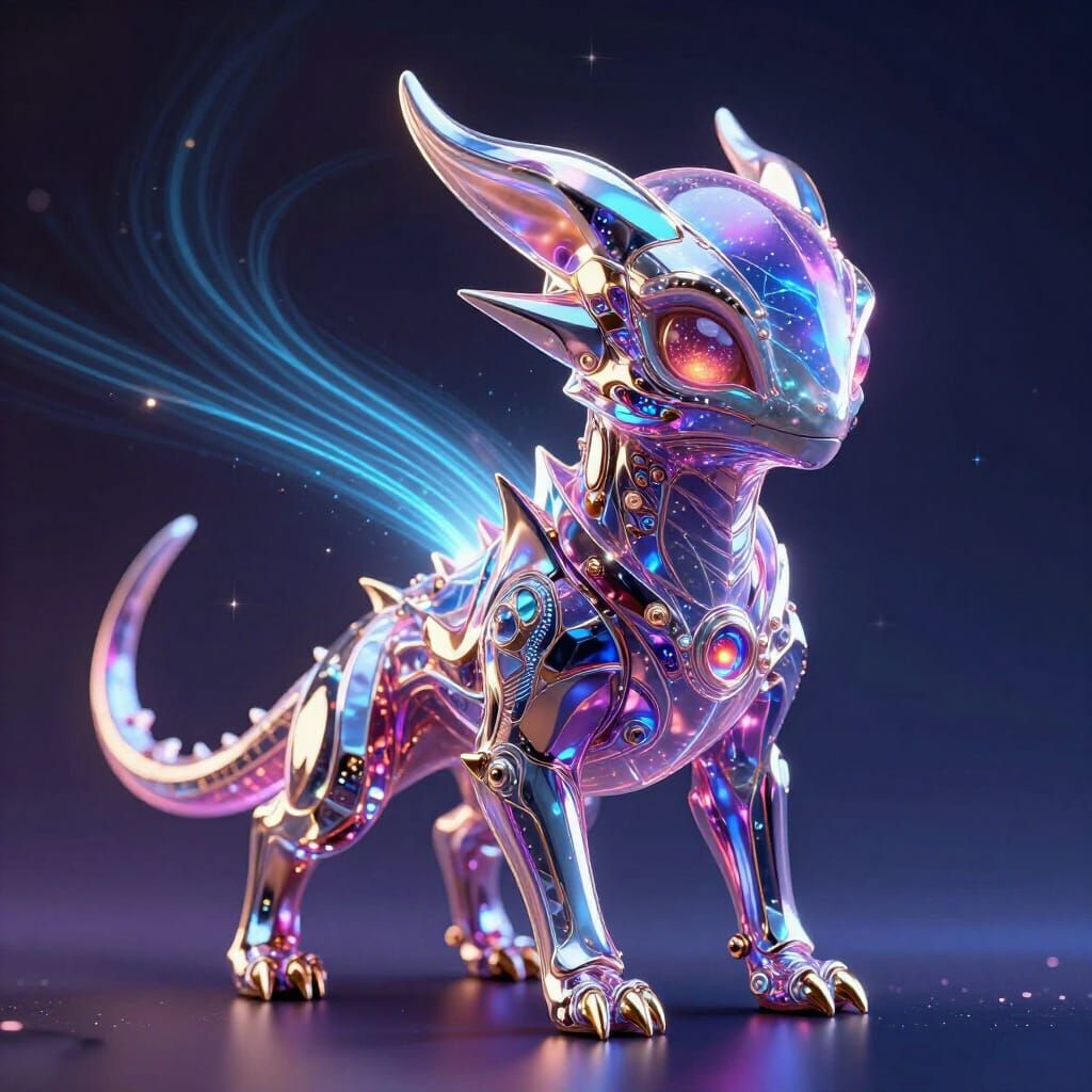 Hyperrealistic Crystal Alien Dog NFT with Gamma Rays