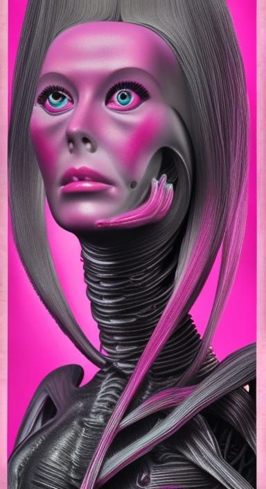 Giger Barbie Movie Poster with Pink Energy