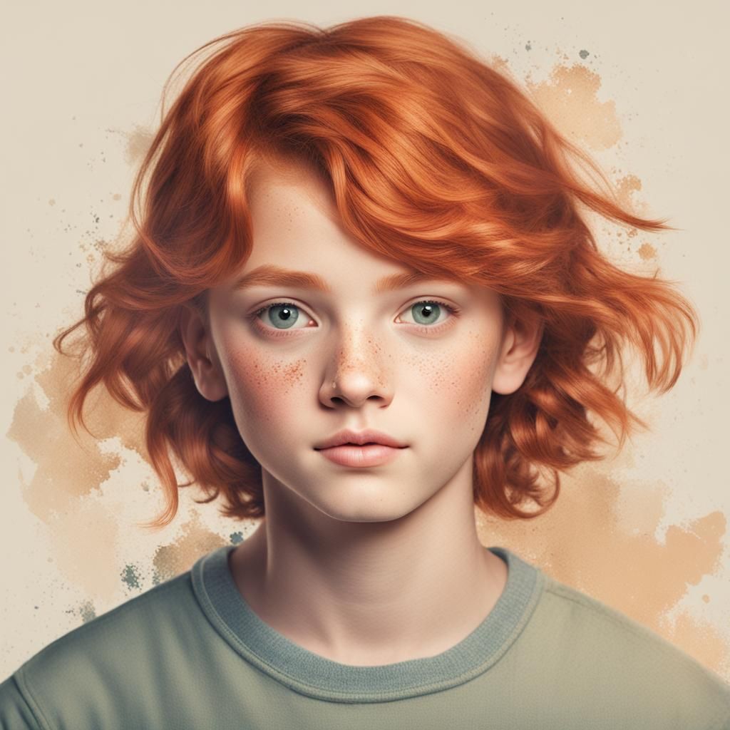 Redhead Teenager Portrait with Hazel Eyes