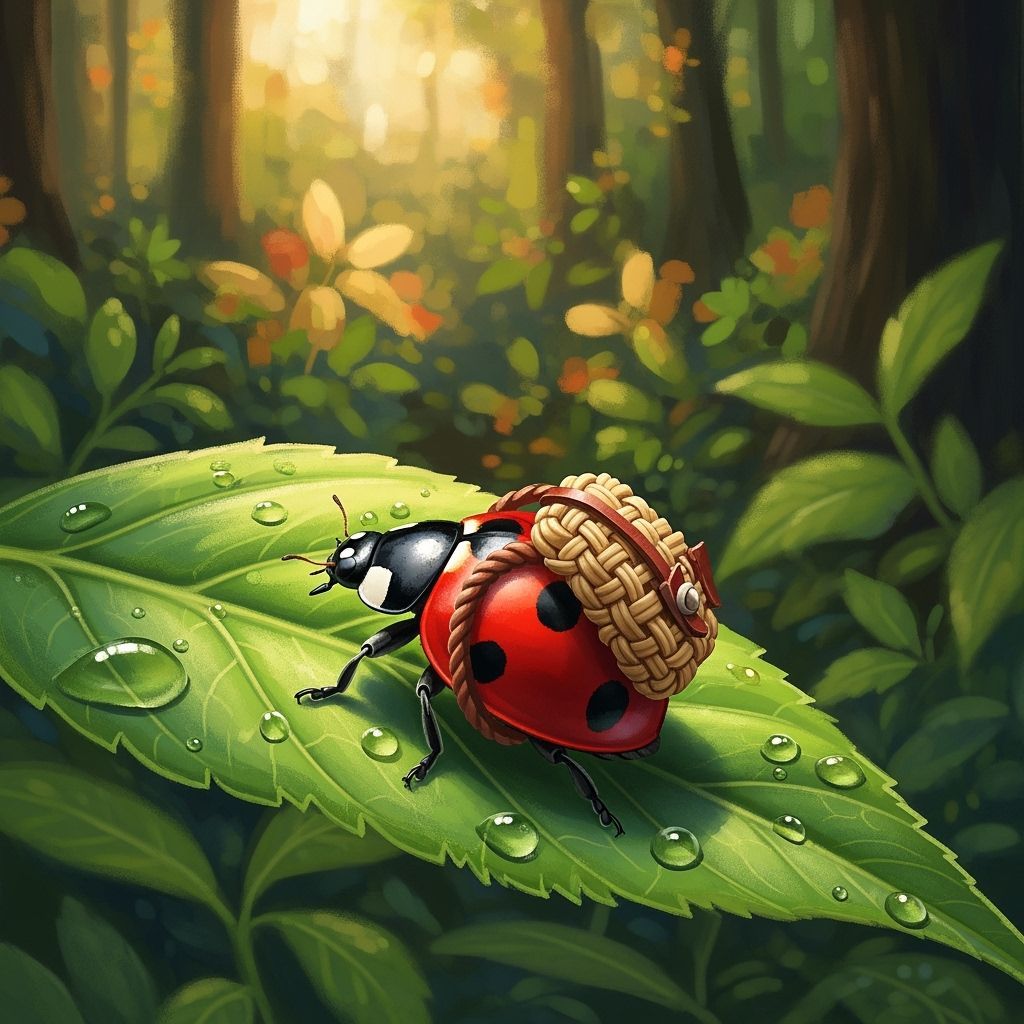 Ladybug With Backpack in Impressionistic Style