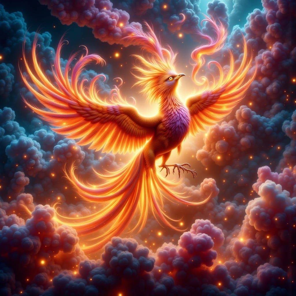 Majestic Phoenix Engulfed in Vibrant Flames