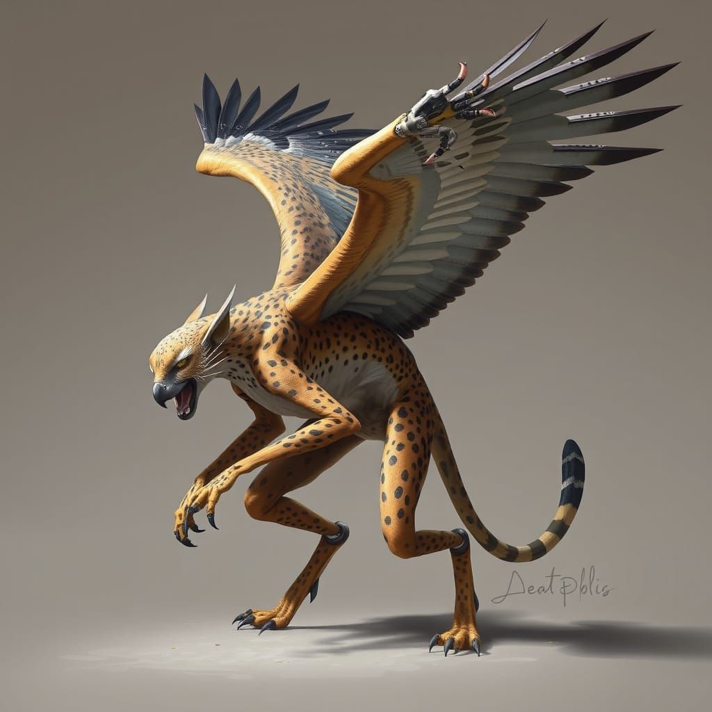 Cyberpunk Predator Blends Cheetah Agility and Falcon Wings