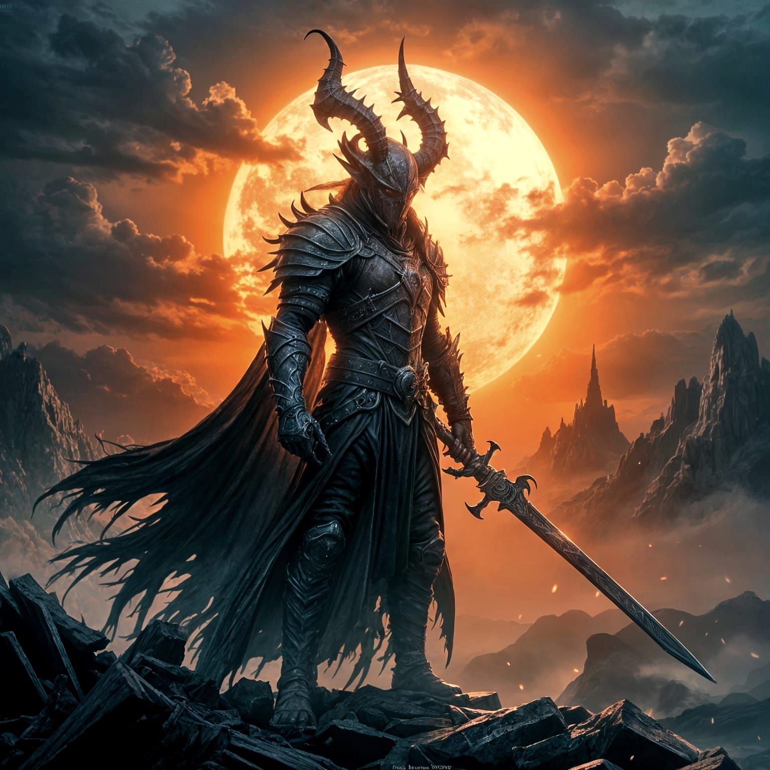 Dark Fantasy Demon Slayer in Intricate Beast Armour