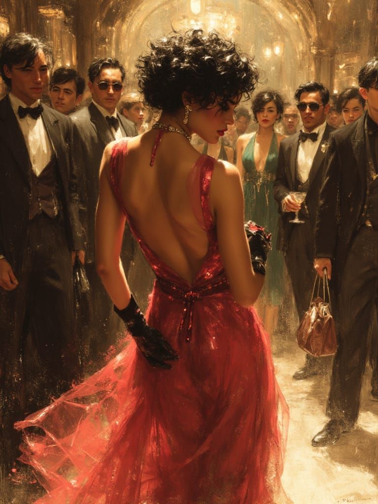 Jazz Dancer Portrait in Dry Brush Oil Style