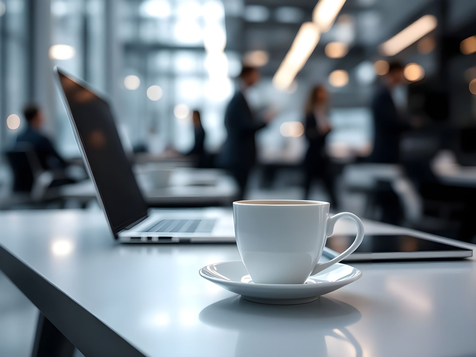 Coffee Cup and Laptop on Office Table