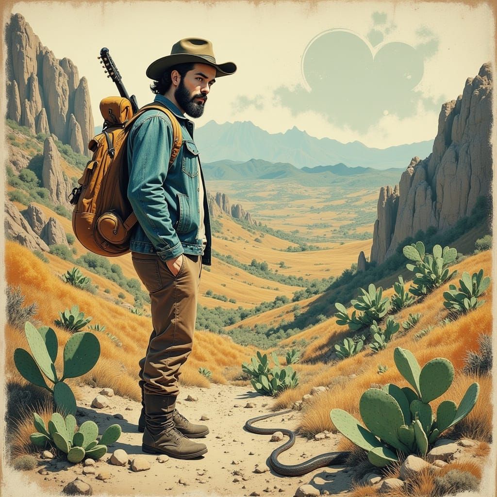 New Mexico Hiker in Gila Wilderness as Oil Painting