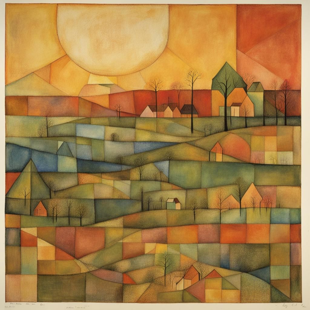 Abstract Landscape in Watercolor Style