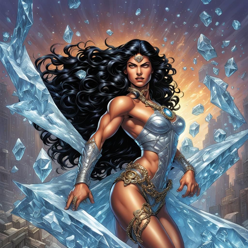 Hyperrealistic Unclad Queen in Crystal Ice Fantasy