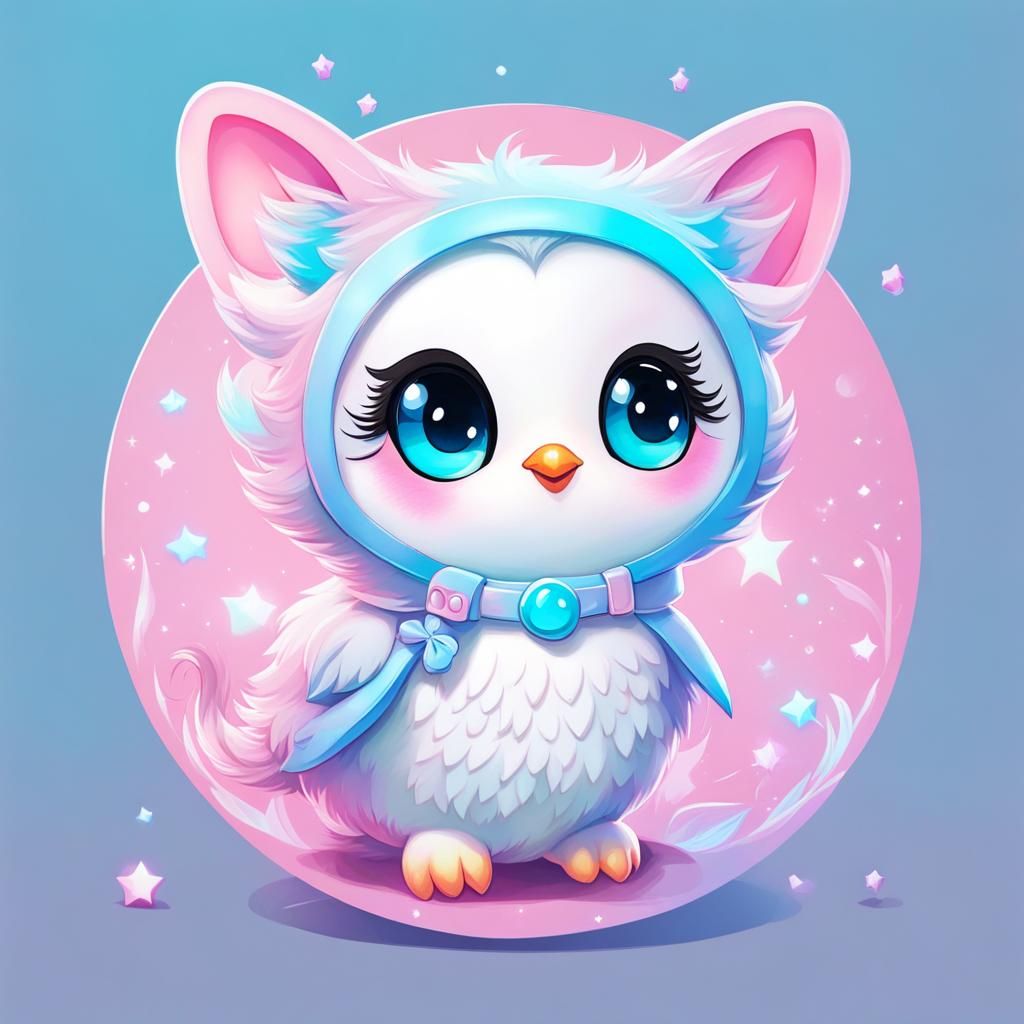 Cute Penguin Cat Mix with Holographic Accessories
