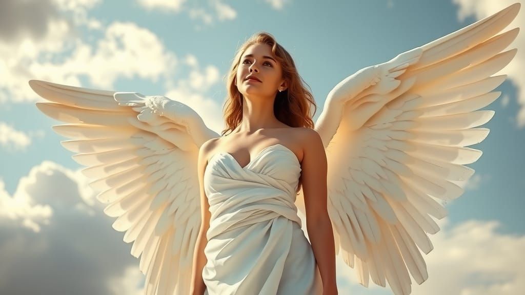 Radiant Angel in Ethereal Light, Hyper-Realistic Style