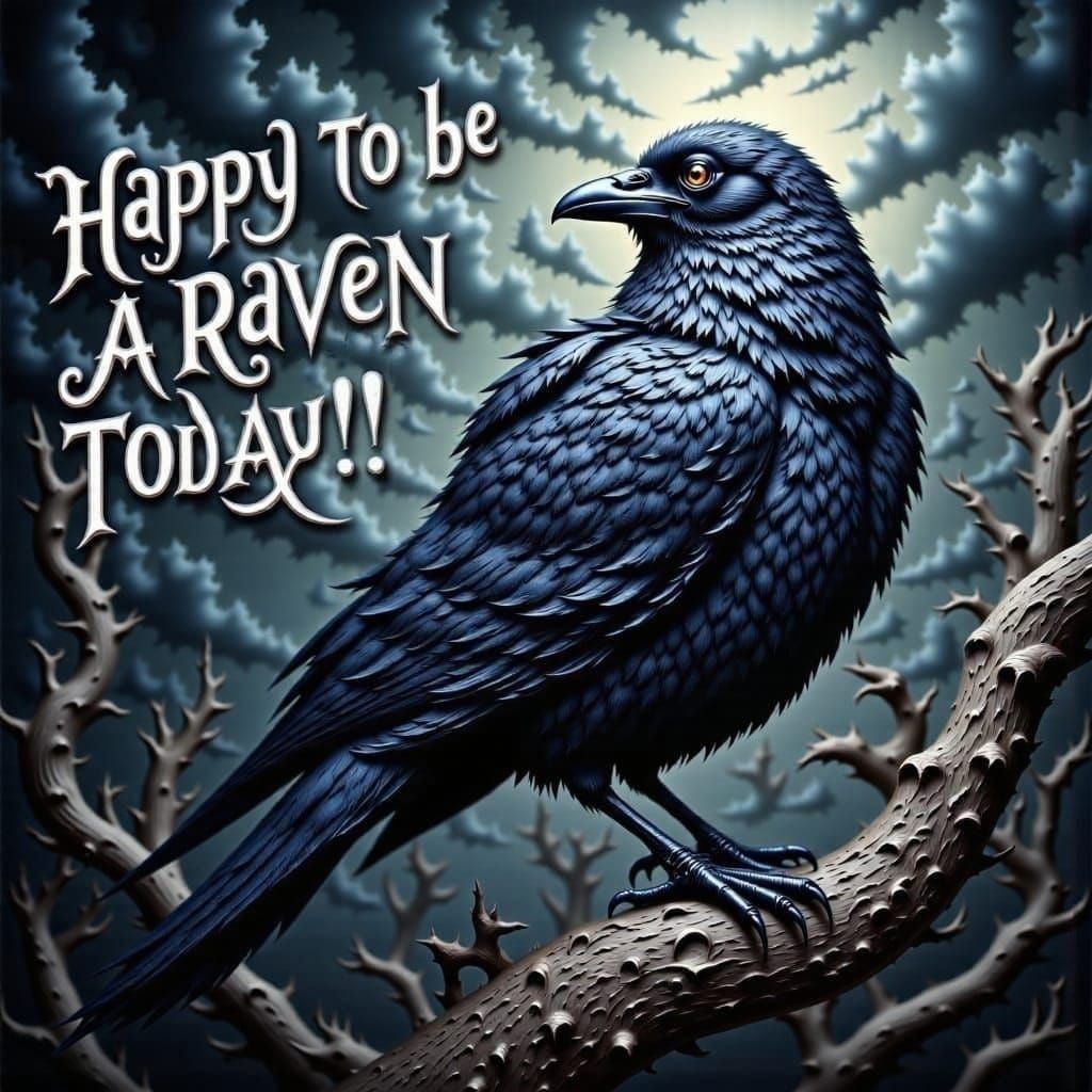 Raven Image with "Happy to be a Raven Today!" Text
