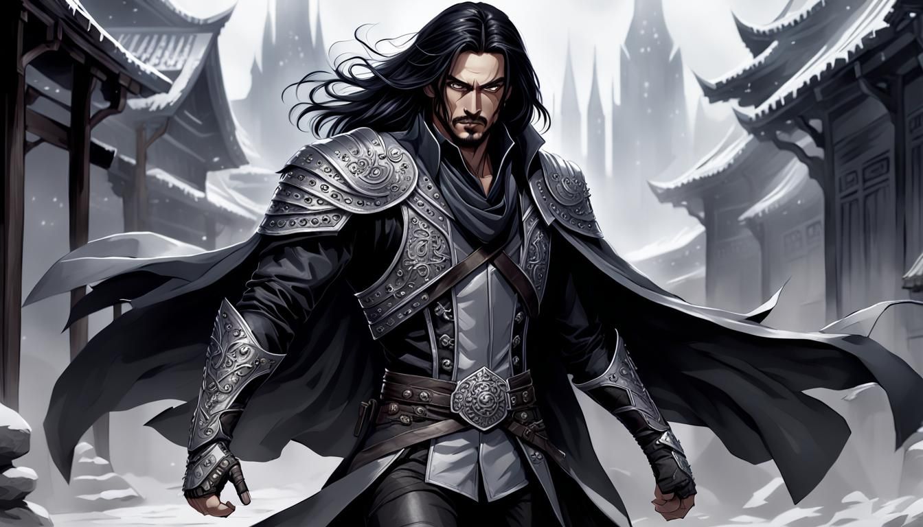 Fantasy Rogue in Action Pose Digital Illustration