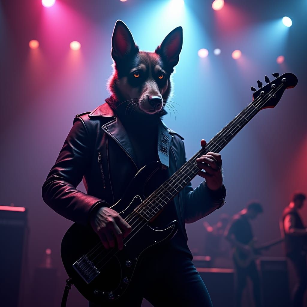 Canine Musician Rocks the Stage in 3D Matte Painting
