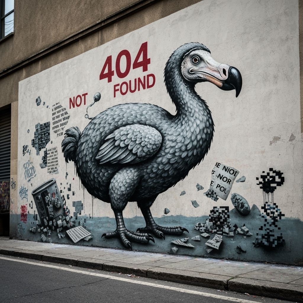 Dodo Bird Street Art: 404 Not Found, Banksy Style